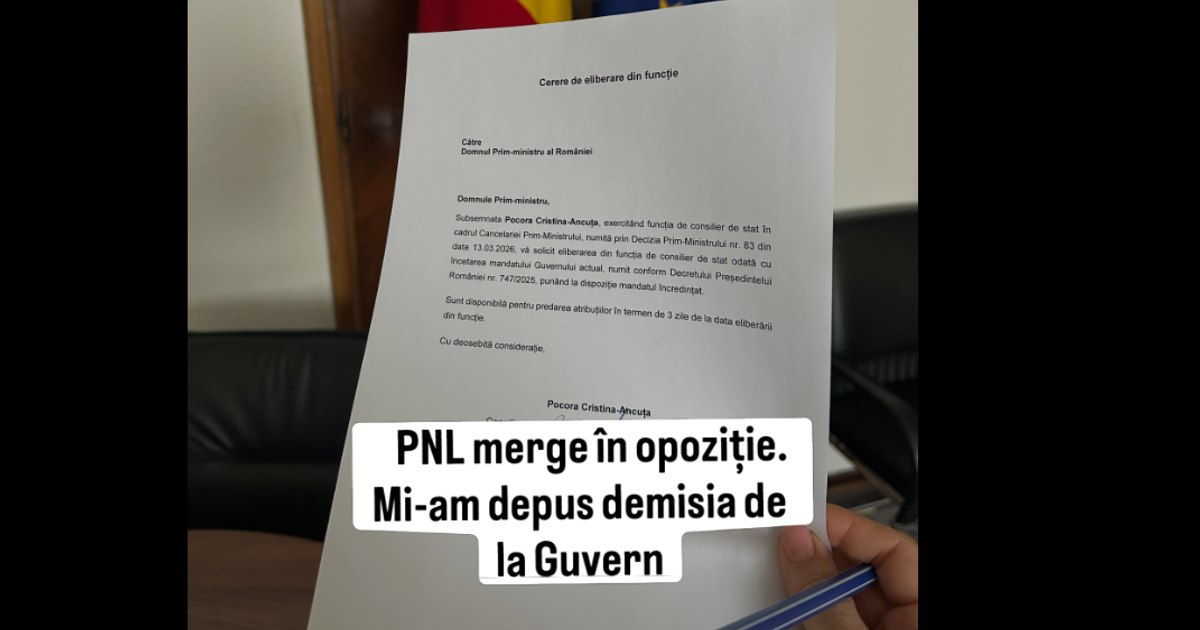 Prima demisie din Cancelaria premierului după decizia PNL de a intra în opoziție
