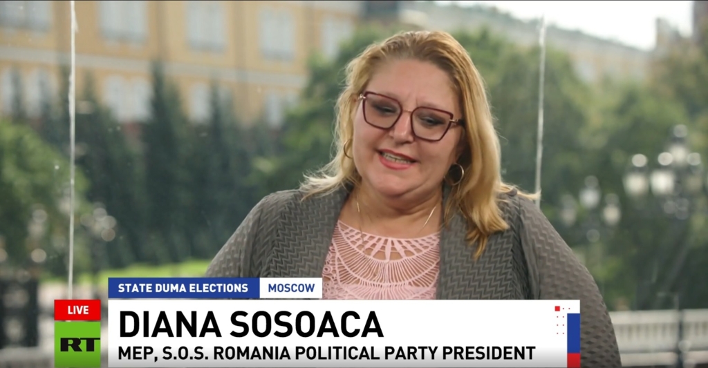 Diana Șoșoacă, în direct de la Moscova: Acuzații la adresa Uniunii Europene și lozinci anti-occidentale