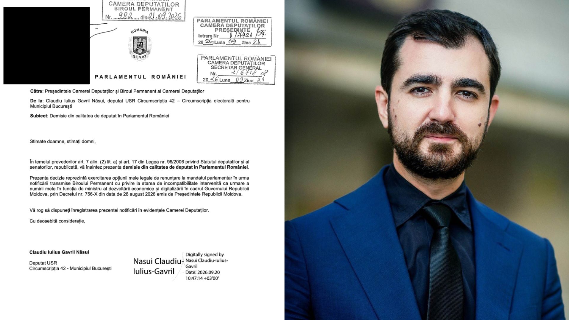 Claudiu Năsui renunță la mandatul de deputat în urma numirii ca ministru în Republica Moldova