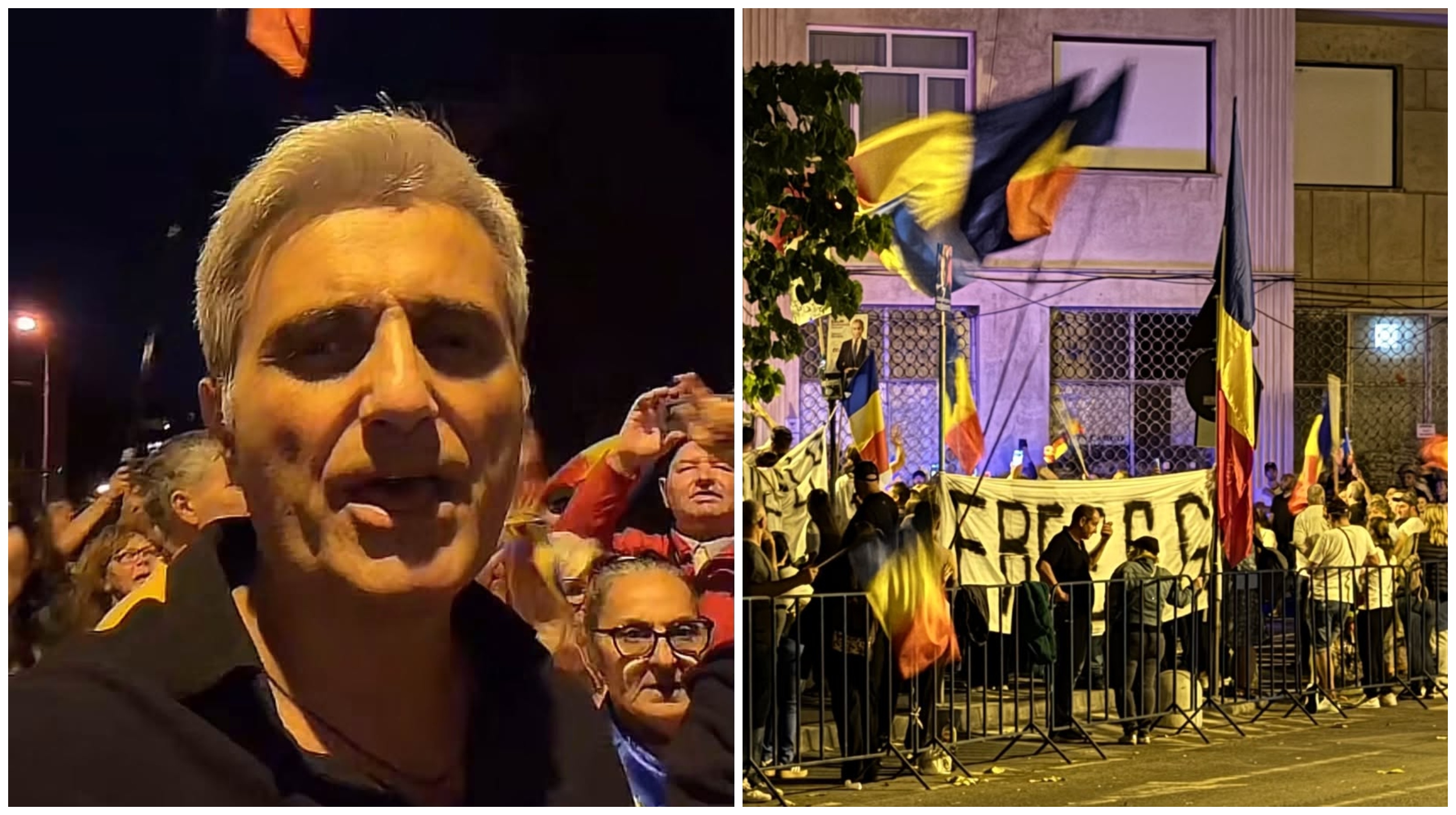 Robert Turcescu s-a alăturat protestatarilor care cer eliberarea lui Călin Georgescu în fața Arestului Central